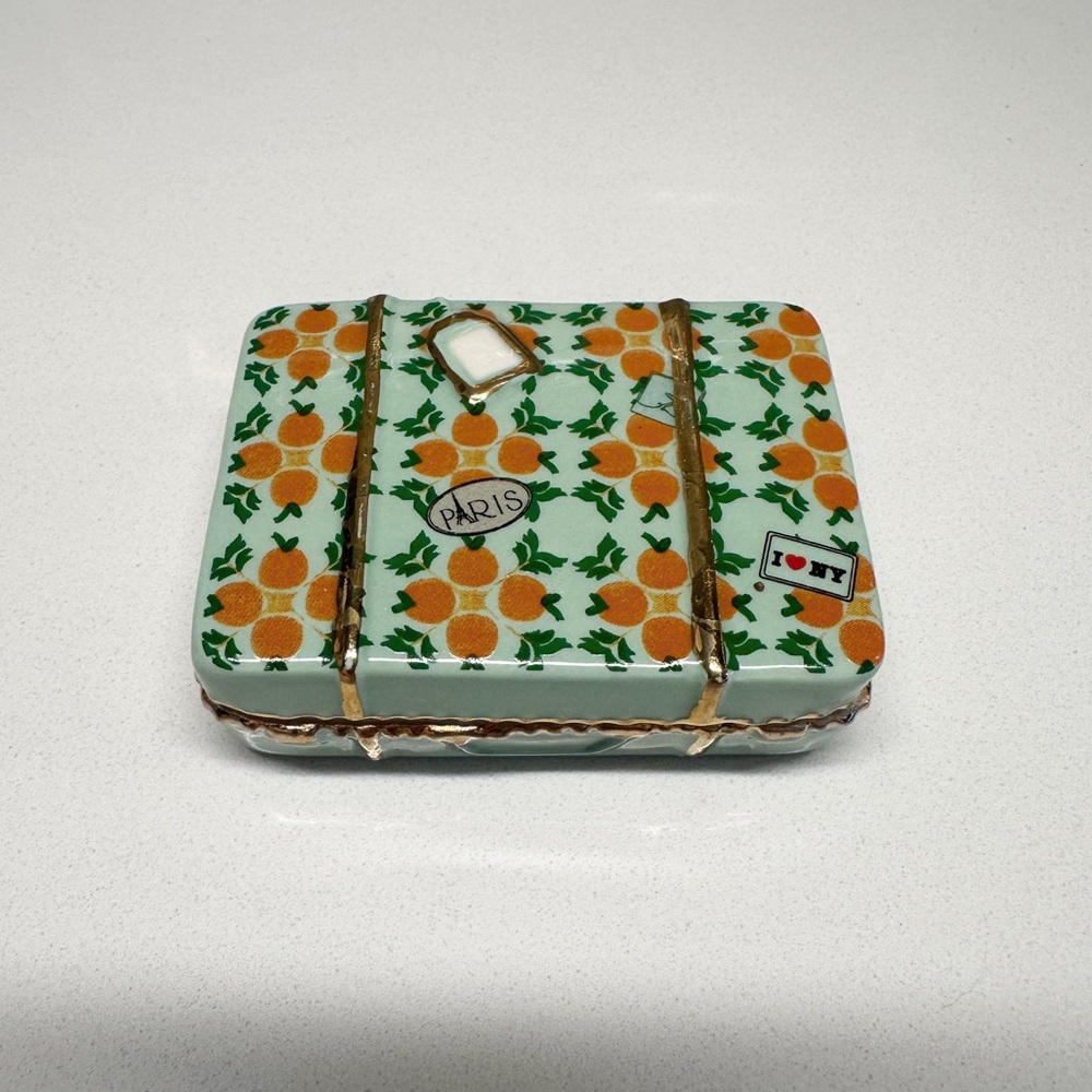 Anthropologie Mint Suitcase Trinket Box